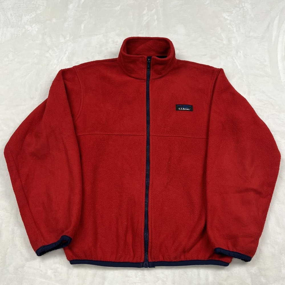 L.L. Bean Fleece Jacket Womens Small Red Full Zip Mock Neck OHQ30